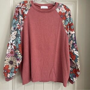 Lovely Melody Pink Floral Long Sleeve Top